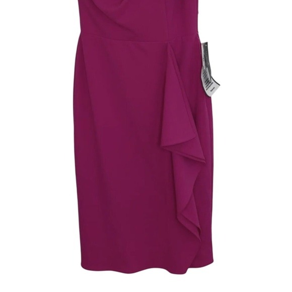 Betsy & Adam Fuchsia‎ Pink One Shoulder Sheath Dress Size 4 NWT - Picture 2 of 3